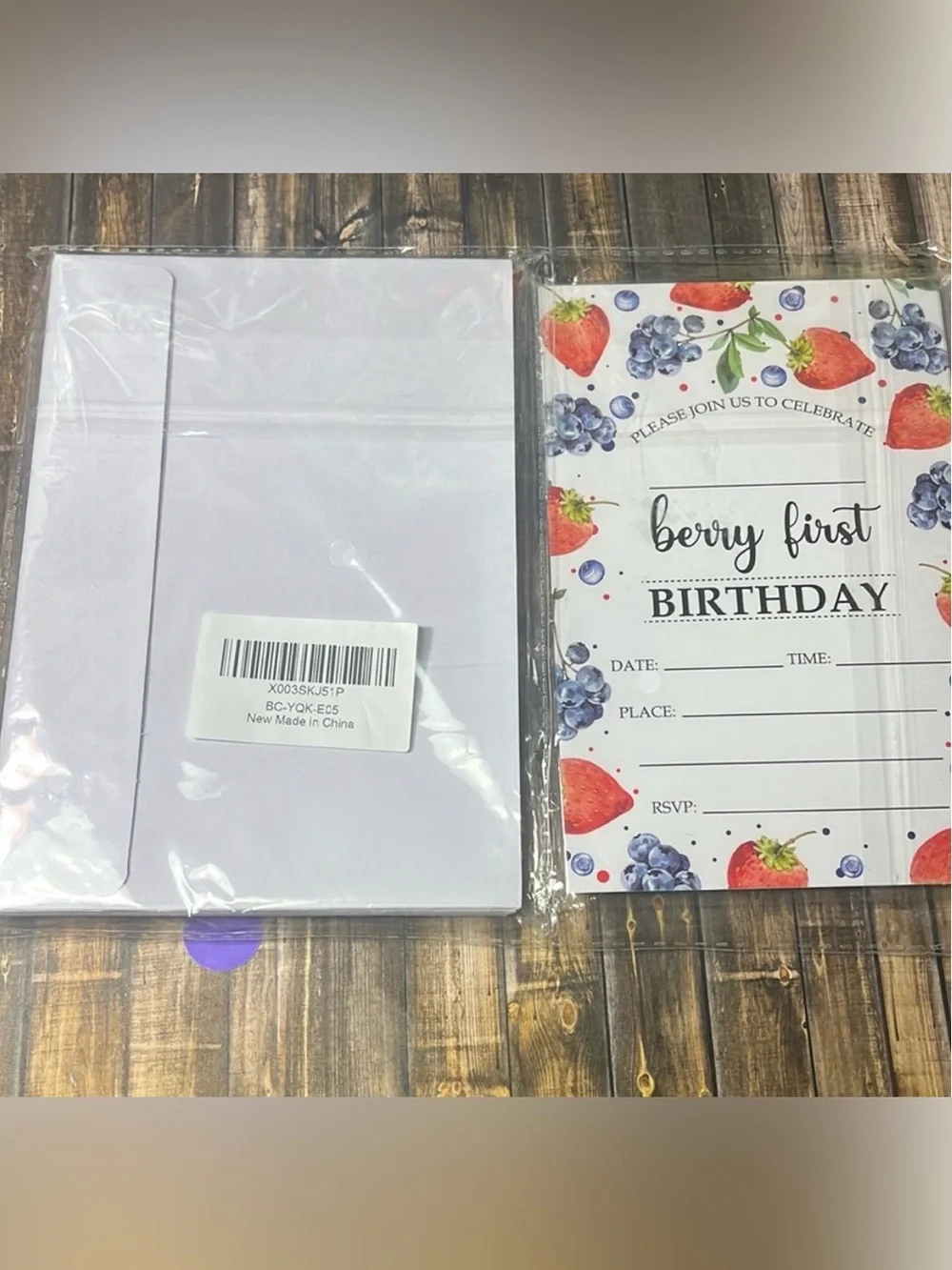 5for$10 Berry 1st Birthday Invitations, 20-Pack Double-sided Strawberry Party